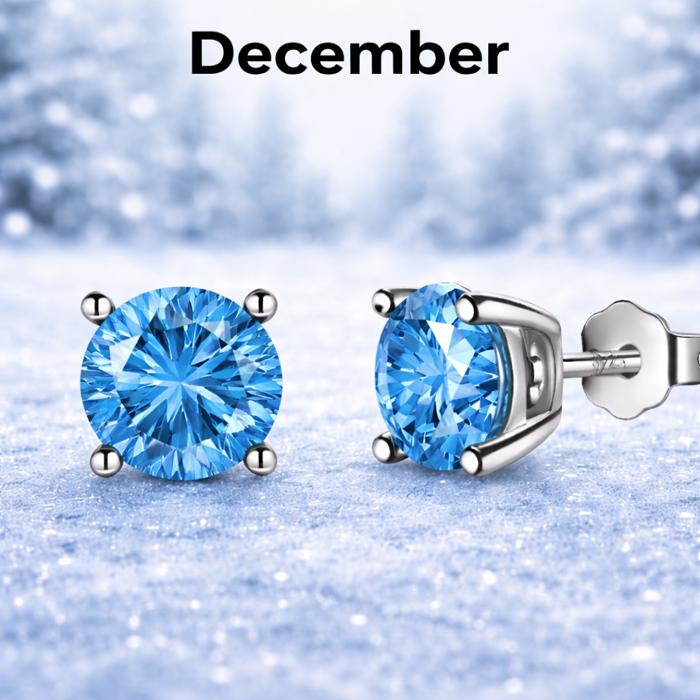 Sterling Silver 6mm CZ Birthstone Stud Earrings