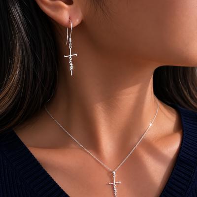 Sterling Silver Cross Necklace "Faith" Pendant