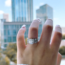  Sterling Silver 2.0ct Cushion Cut Halo Moissanite Eternity Stackable Bands 4 Piece Ring Set