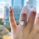  Sterling Silver 2.0ct Cushion Cut Halo Moissanite Eternity Stackable Bands 4 Piece Ring Set
