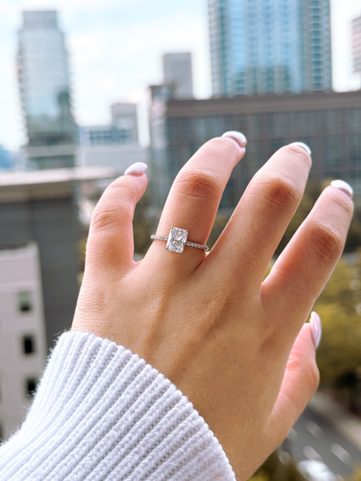 Sterling Silver Emerald Cut 6MM*8MM 2.0CT Moissanite Ring