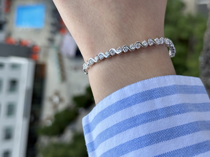 Sterling Silver Moissanite Infinity Tennis Bracelet (7")