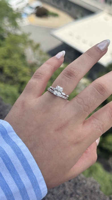 Sterling Silver Moissanite 2.0ct Radiant Cut Marquise Band, Baguette & Round Band Wedding Set