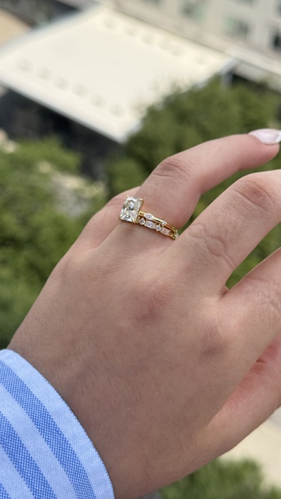 Sterling Silver Moissanite 2.0ct Radiant Cut Marquise Band, Baguette & Round Band Wedding Set