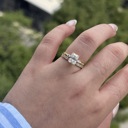  Sterling Silver Moissanite 2.0ct Radiant Cut Marquise Band, Baguette & Round Band Wedding Set