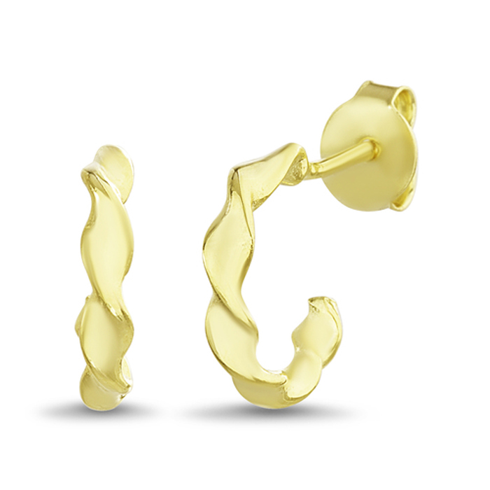 Sterling Silver Twisted Huggie Post Earrings