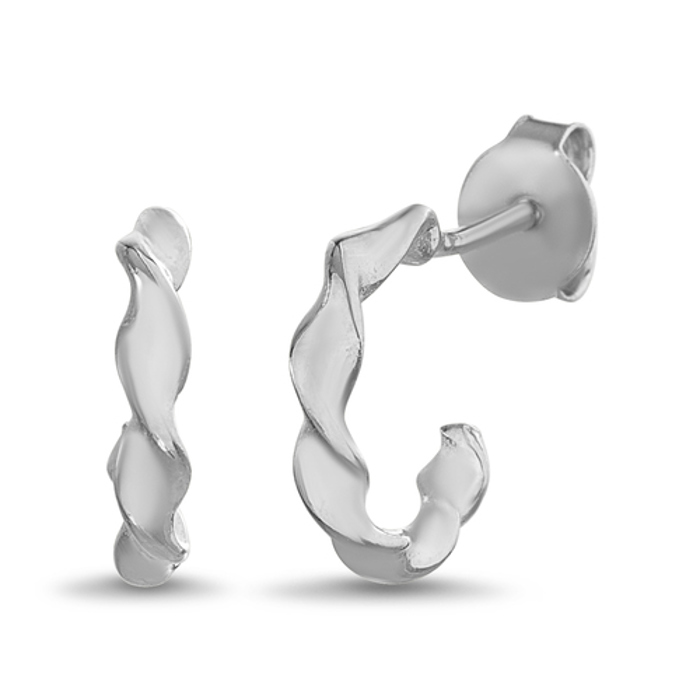 Sterling Silver Twisted Huggie Post Earrings