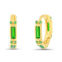  Sterling Silver Gold Plated Colored Glass Huggie Hoop Earrings