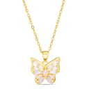  Sterling Silver Gold Plated Pink CZ Butterfly Necklace