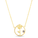  Sterling Silver Lavender CZ Circle Flower Necklace