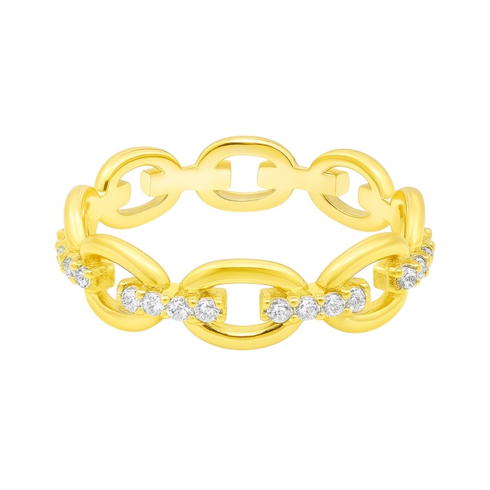 Sterling Silver Moissanite Oval Link Band
