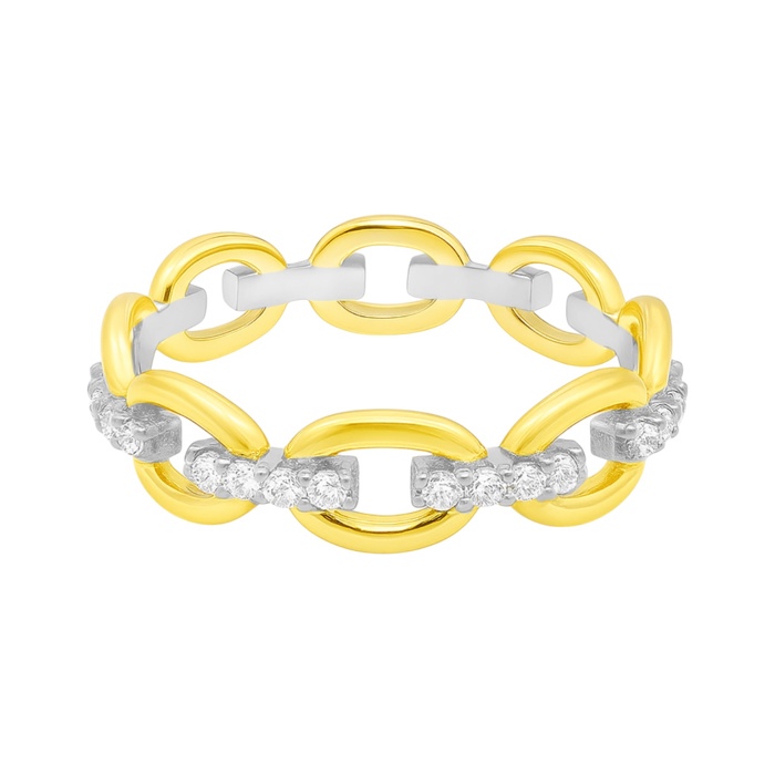 Sterling Silver Moissanite Oval Link Band