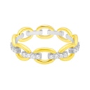  Sterling Silver Moissanite Oval Link Band
