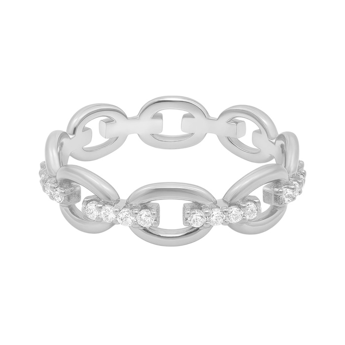 Sterling Silver Moissanite Oval Link Band