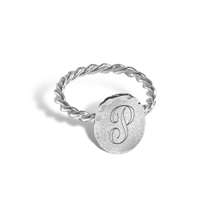 German Silver Engravable Etched Oval Rope Band Ring