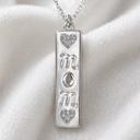 Sterling Silver Rectangle Pendant W/ Cut-Out "MOM" CZ Hearts Necklace