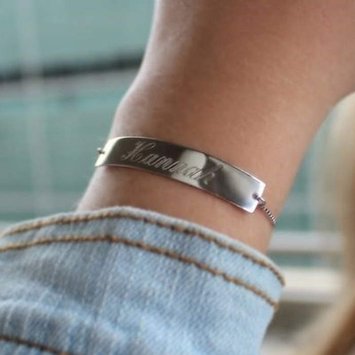 Sterling Silver Engravable Bar Adjustable Bracelets