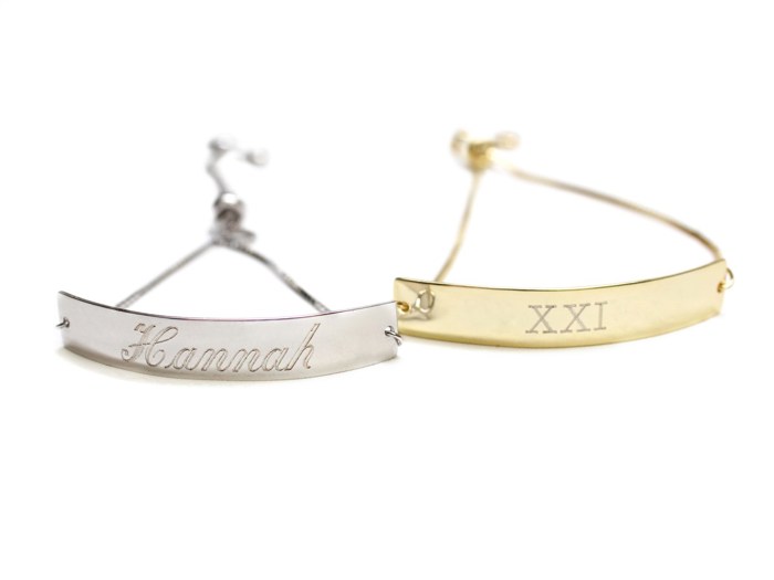 Sterling Silver Engravable Bar Adjustable Bracelets