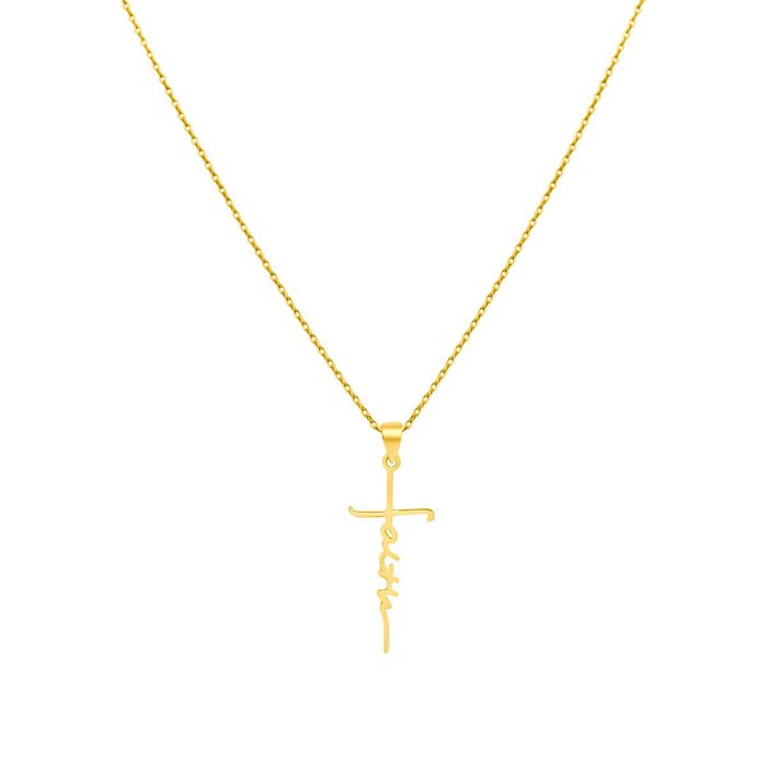Sterling Silver Cross Necklace "Faith" Pendant