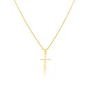 Gold 16" Sterling Silver Cross Necklace "Faith" Pendant