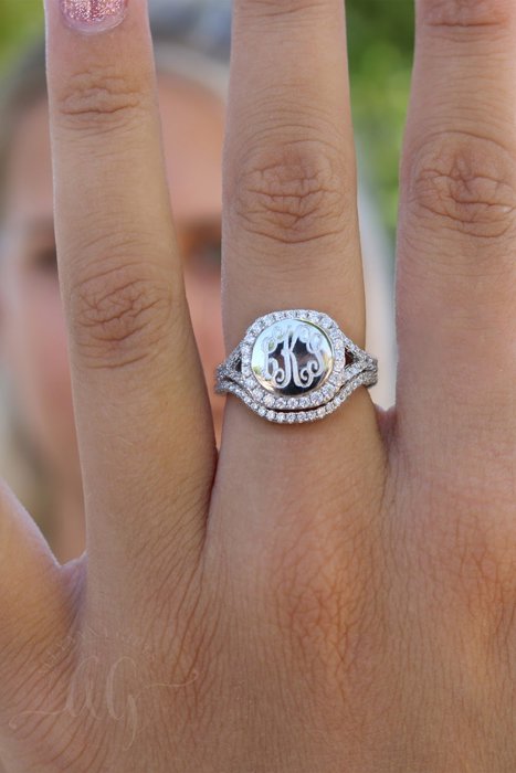 Sterling Silver Stackable Monogram Ring Set - Kate Ring