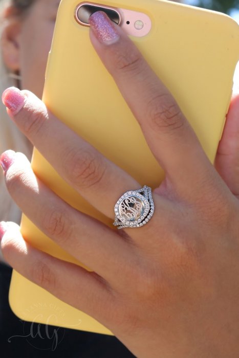 Sterling Silver Stackable Monogram Ring Set - Kate Ring