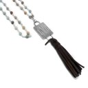  Lauren Beaded Tassel Monogram Necklace