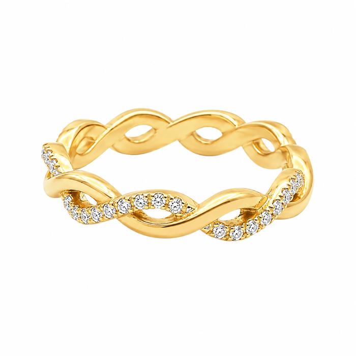 Sterling Silver Moissanite Pave Twisted Eternity Band