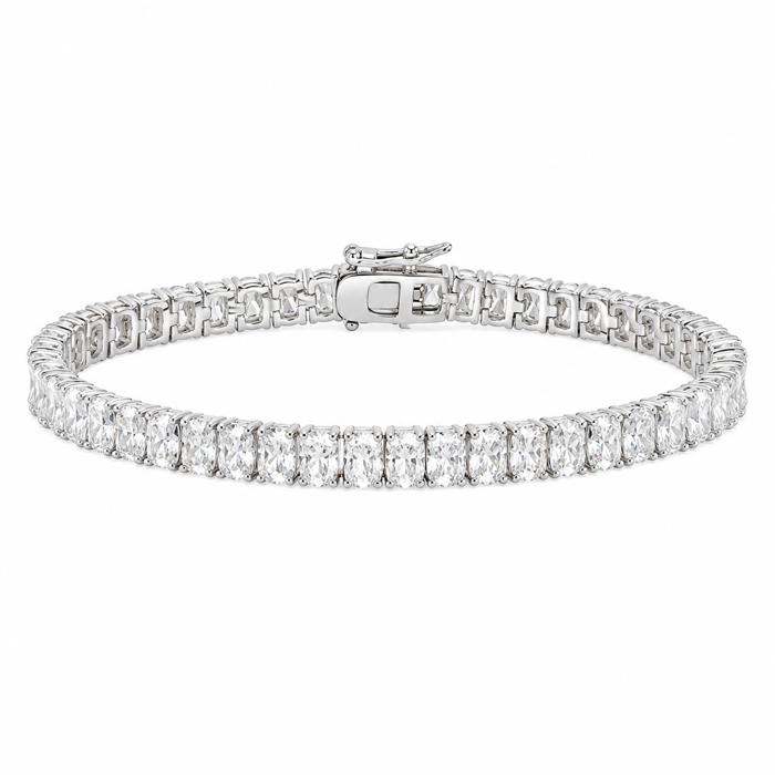 Sterling Silver 5.5mm Radiant Cut Moissanite Tennis Bracelet (7")