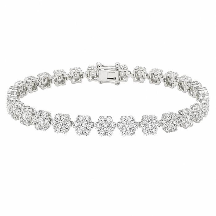 Sterling Silver Moissanite Flower 5mm Tennis Bracelet