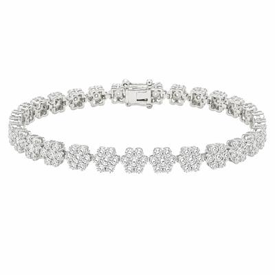 Sterling Silver Moissanite Flower 5mm Tennis Bracelet