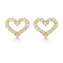  Sterling Silver Moissanite Pave Open Heart Stud Earrings