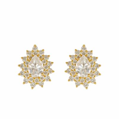 Sterling Silver 3.74 CTW Moissanite Pear Shape Double Halo Earrings