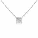  Sterling Silver 2.5ct Square Radiant Cut Moissanite Solitaire Necklace