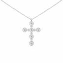  Sterling Silver 0.87 CTW Moissanite Bubble Cross Necklace