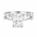  Sterling Silver Moissanite 2.0ct Radiant Cut Marquise Band, Baguette & Round Band Wedding Set