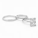  Sterling Silver 3.5ct Radiant Cut Moissanite Stackable Bands 3 Piece Ring Set