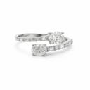  Sterling Silver 1.54 CTW Moissanite Oval Baguette Bypass Ring
