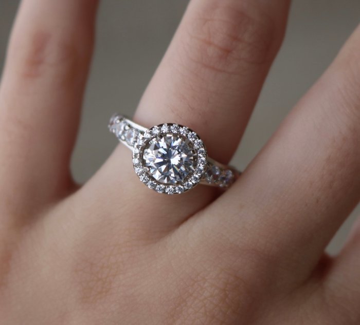 Sterling Silver 1.2CT Moissanite Engagement Ring