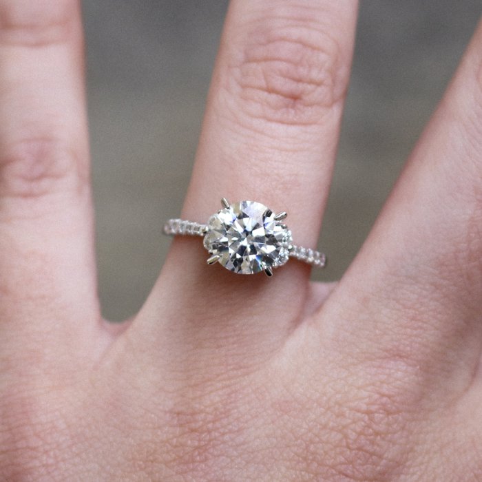 Sterling Silver 2.0CT 8.0MM Moissanite Engagement Ring