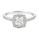  Sterling Silver 5MM 0.5CT Round Moissanite W/ Square Halo Ring