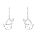   Sterling Silver Moissanite Pave Elephant Dangling French Wire Earrings