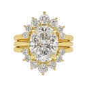  Sterling Silver 3.0ct Oval Moissanite Cluster Vintage 3 Piece Ring Set