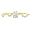  Sterling Silver 3.0ct Oval Moissanite Cluster Vintage 3 Piece Ring Set