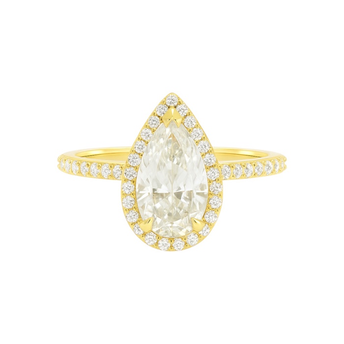 Sterling Silver 1.8ct Pear Shape Halo Moissanite Ring