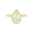  Sterling Silver 1.8ct Pear Shape Halo Moissanite Ring