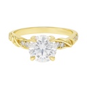 Gold 5 Sterling Silver 1.2ct Round Brilliant Cut Moissanite Leaf Design Ring