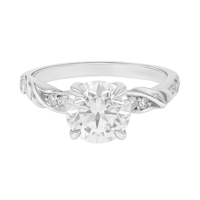 Sterling Silver 1.2ct Round Brilliant Cut Moissanite Leaf Design Ring
