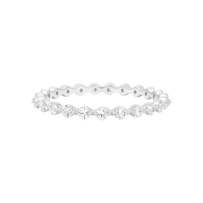 Sterling Silver 2mm Round Moissanite Eternity Band
