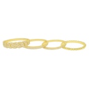  Sterling Silver Moissanite Pave Cuban Link Beaded Stackable Bands 4 Piece Ring Set